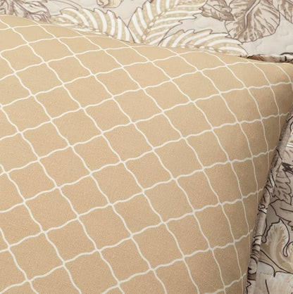 Lush Decor Sydney Reversible Cotton Quilt Set Queen 3 Piece Bedding, Beige Floral Neutral