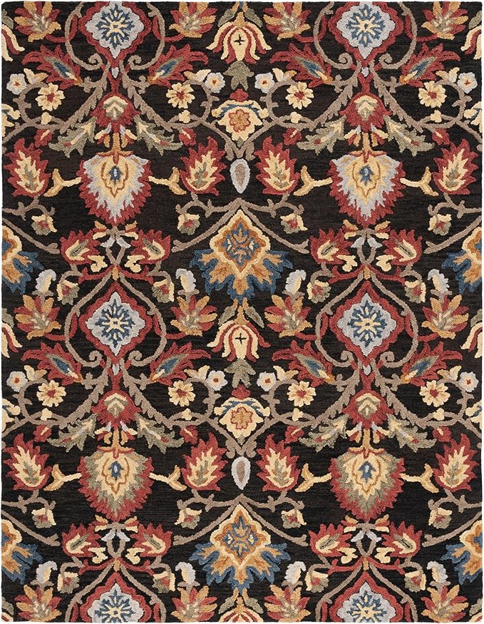 SAFAVIEH Blossom Collection X-Large Area Rug - 11' x 15', Charcoal & Multi, Handmade Wool, Ideal for High Traffic Areas in Living Room, Bedroom (BLM402H)