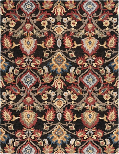 SAFAVIEH Blossom Collection X-Large Area Rug - 11' x 15', Charcoal & Multi, Handmade Wool, Ideal for High Traffic Areas in Living Room, Bedroom (BLM402H)