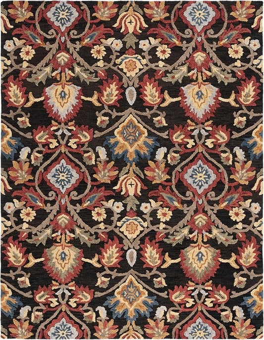 SAFAVIEH Blossom Collection X-Large Area Rug - 11' x 15', Charcoal & Multi, Handmade Wool, Ideal for High Traffic Areas in Living Room, Bedroom (BLM402H)