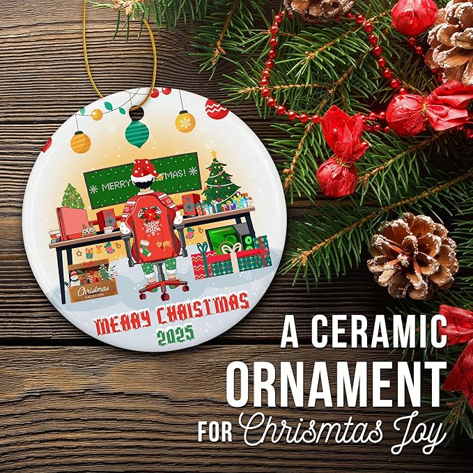 ZAGKOO Gamer Ornaments for Christmas Tree - Gaming Christmas Ornaments for Teen Boys, Gamers, Sons, Brothers - Video Gamer Gifts for Him, Holiday Present Ideas - Ceramic Xmas Ornament Decorations 2025