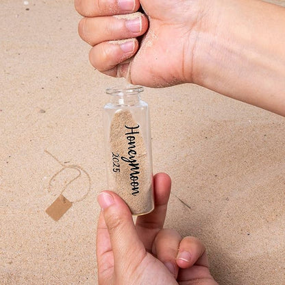 Honeymoon Sand Keepsake Jar 2025，Bridal Shower, Wedding, Engagement, Honeymoon, Travel Gift for Couples, Newlywed, Fiance(Gift Box Includes) - 40ml Cylindrical Shape Glass