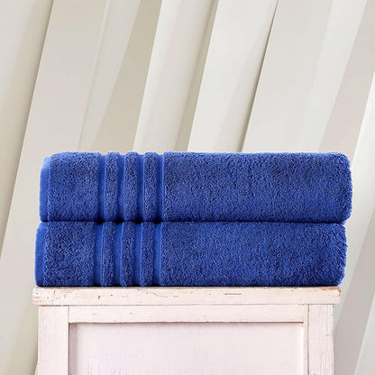 Hawmam Linen Jumbo Large Bath Sheets Towels 2 Pack Soft Bath Towels Premium Quality 100% Cotton Towels, Royal Blue