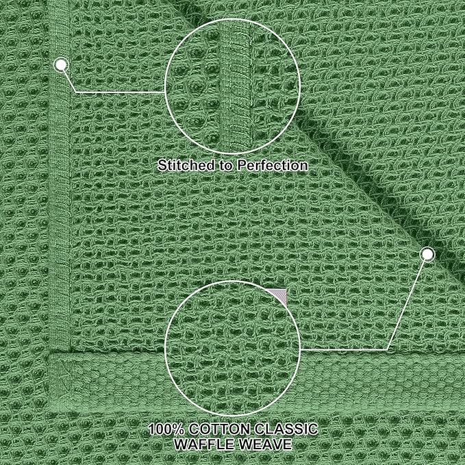 Homaxy 100% Cotton Kitchen Towels and Dishcloths Set, 12 x 12 Inches and 13 x 28 Inches, Set of 16 Bulk Kitchen Towels Set, Ultra Soft Absorbent Dish Cloths for Washing Dishes, Grass Green