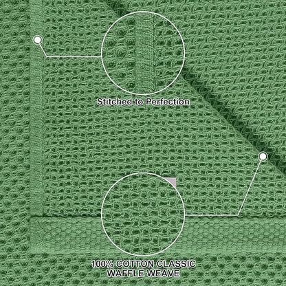 Homaxy 100% Cotton Kitchen Towels and Dishcloths Set, 12 x 12 Inches and 13 x 28 Inches, Set of 8 Bulk Kitchen Towels Set, Ultra Soft Absorbent Dish Cloths for Washing Dishes, Grass Green