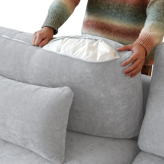 WJShome Cloud Couch Modular Sectional Sofa,82.68" Oversized LoveSofa, Down Filled Convertible Wide Seater for Living Room Set, Covers Washable&Replaceable,Grey