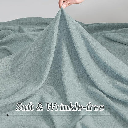 Light Blue Linen Pinch Pleat Curtains 96 Inches Long Pleated Semi Sheer Textured Drapes Hooks Back Tab Coastal Modern Light Filtering Curtain 2 Panels for Living Room Bedroom Office 42x96