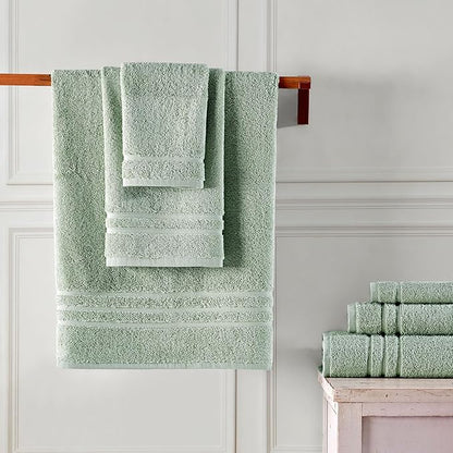 Hawmam Linen 6 Piece Bath Towels Set for Bathroom Original Turkish Cotton Soft Absorbent and Premium Bath Towels Hand Towels, Green