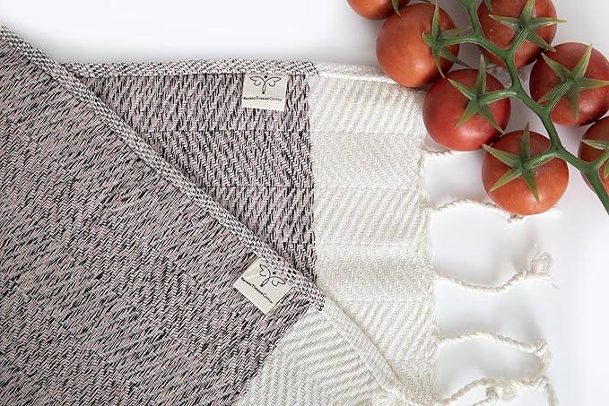 SMYRNA TURKISH COTTON Herringbone Series Kitchen Dish Towels Pack of 4, Machine Washable Wash Cloths, Ultra Soft, Absorbent, Prewashed and Quick Dry Turkish Dish Towels, 15x26 Inch (Blush Pink)