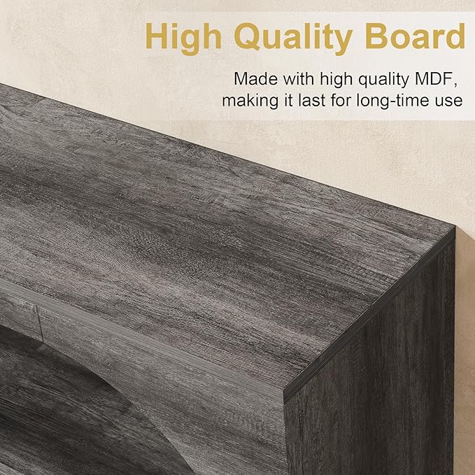 Console Table, 55-Inch Entryway Table with Storage 3-Tier Farmhouse Narrow Sofa Table Wood Foyer Table for Entryway, Hallway, Living Room, Office (Grey Oak, 55 inch)