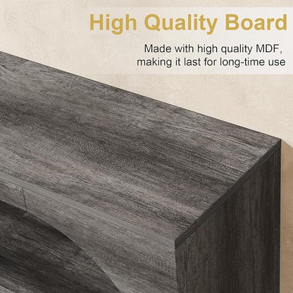 Console Table, 55-Inch Entryway Table with Storage 3-Tier Farmhouse Narrow Sofa Table Wood Foyer Table for Entryway, Hallway, Living Room, Office (Grey Oak, 55 inch)