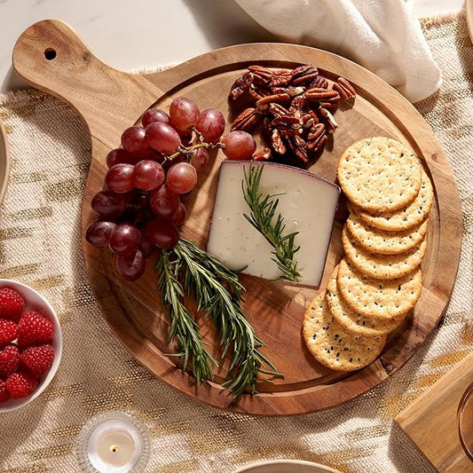 Twine Country Home Acacia Wood Cheese Board Paddle, Acacia Wood Charcuterie Board, 15.8" by 11.9", Gourmet Gift Set