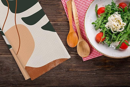 QIYUHOY Abstract Random Shapes Palm Leaf Kitchen Towels Tea Towels 16x24 Cotton Dish Towels for Farmhouse Decor