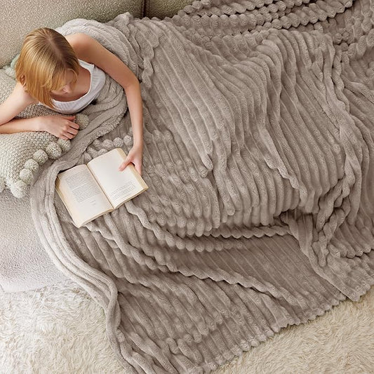 Bedsure GentleSoft Mocha Meringue Fleece Blanket for - Cozy Soft Blankets for Women, Cute Small Throws for Girls, 90x90 Inches