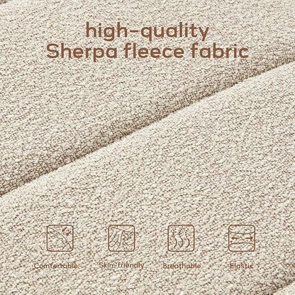 52.7" Bedroom Bench for End of Bed, Modern Upholstered Teddy Fabric Entryway Bench & Dining Bench, Footrest Stool Bench with Solid Wood Frame for Bedroom, Living Room (Camel)