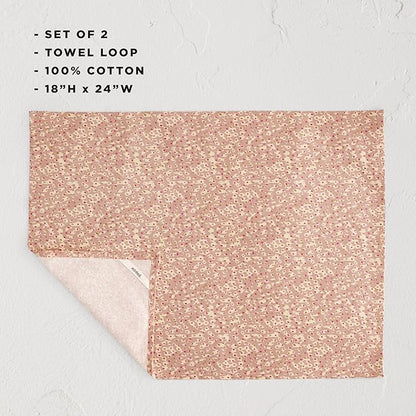 Minted Animal Dots Tea Towels Cotton Kitchen Towels Decorative with Hanging Loop Set of 2