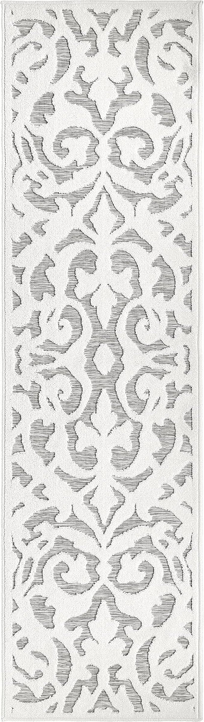 My Texas House Lady Bird Runner Rug 2.2x8 Indoor Outdoor, Natural Grey