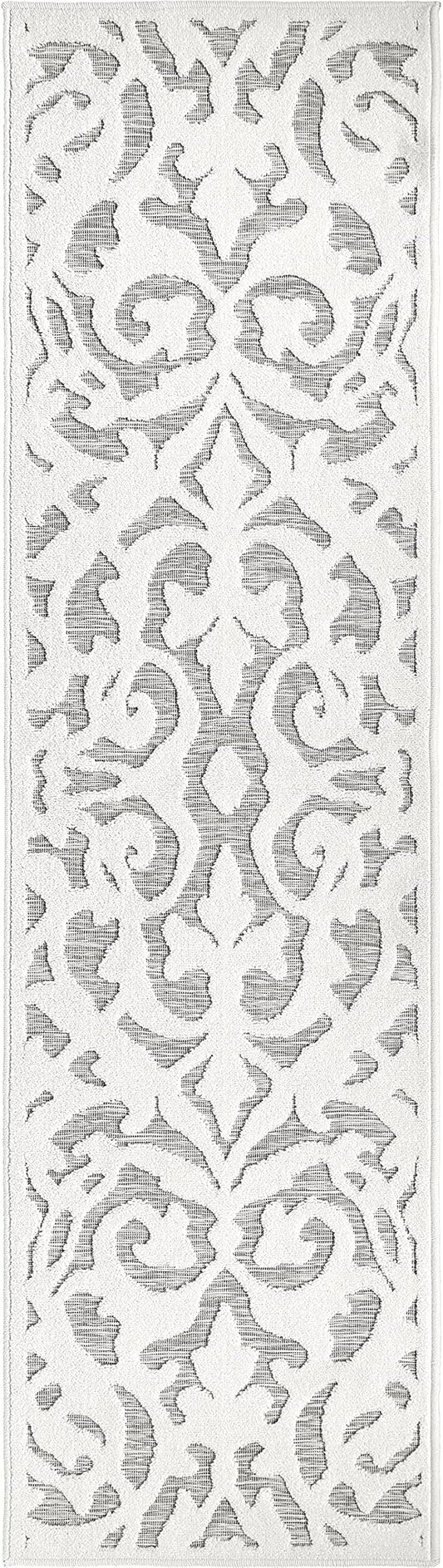 My Texas House Lady Bird Runner Rug 2.2x8 Indoor Outdoor, Natural Grey