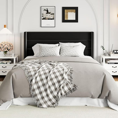 Allewie Full Size Velvet Lift Up Storage Bed, Modern Wingback Headboard, Hydraulic Support, No Box Spring Needed, Black