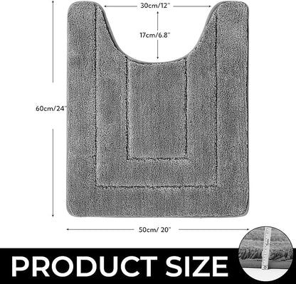 GRANNY SAYS Bathroom Toilet Rugs U Shaped, Bath Mats for Bathroom, Bath Rugs Non Slip Washable, Absorbent Microfiber Toilet Mat, Soft Plush Shaggy, 20" x 24", Deep Gray