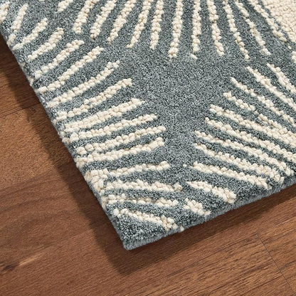 Nicole Miller New York Kendall Fluted Geo Handcrafted Area Rug, 100% Wool Rug, Grey, 5'x7’