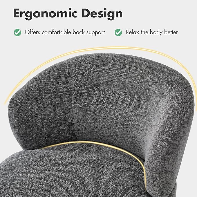 360° Swivel Accent Chairs Set of 2, Modern Chenille Upholstered Boucle Dining Chair with Back, Vanity Chair Accent Armchair Side Chairs for Dining/Living Room, Bedroom, Gray