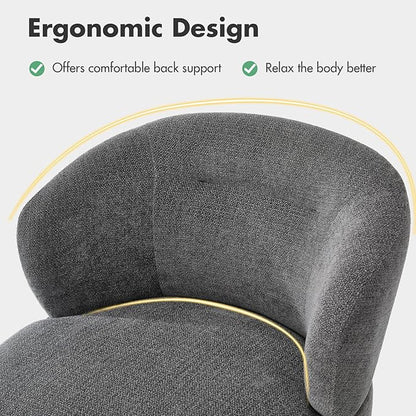 360° Swivel Accent Chairs Set of 2, Modern Chenille Upholstered Boucle Dining Chair with Back, Vanity Chair Accent Armchair Side Chairs for Dining/Living Room, Bedroom, Gray