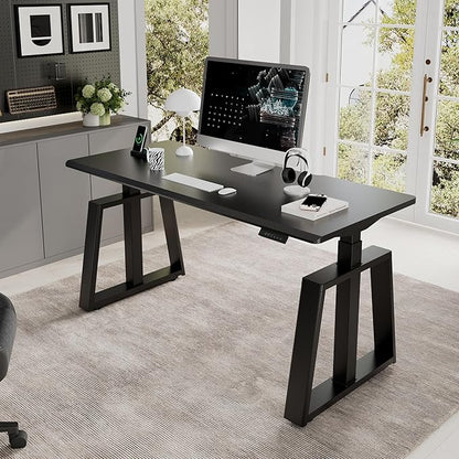 EUREKA ERGONOMIC Standing Gaming Desk, 63inch Executive Computer Desk Adjustable Height Desk Modern Trapezoidal Leg,Touch Screen,Black