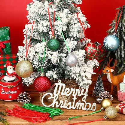 JUNEBRUSHS 300Pcs Christmas Ornament Ribbon Hangers, Hand Tied String Ties Ornaments Loops Thin Ribbon for Ornaments Christmas Tree Hanging Decoration Red Green