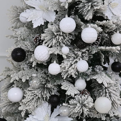White Christmas Ball Ornaments Christmas Tree Decorations 36pcs Shatterproof Christmas Ornaments Set with 6 Styles in 3 Sizes(Small Medium Large)