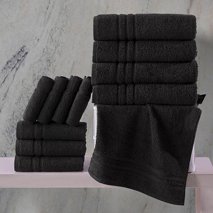 Hawmam Linen Black Bath Towels 4-Pack - 27x54 Soft and Absorbent, Premium Quality Perfect for Daily Use 100% Cotton Towel 600 GSM