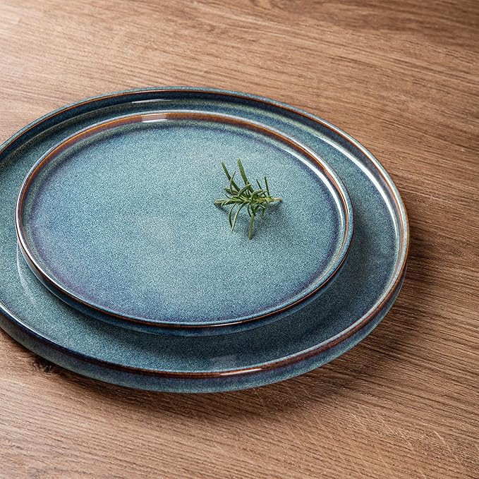 AmorArc Ceramic Dinnerware Sets, Handmade Reactive Glaze Stoneware Plates and Bowls Sets,Highly Chip and Crack Resistant | Dishwasher & Microwave Safe Dishes Set, Service for 4 (12pc)