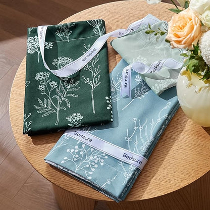 Bedsure King Comforter Set - Mineral Blue Bed Set, 3 Pieces Cute Floral Bedding, 1 Soft Reversible Botanical Flowers Comforter and 2 Pillow Shams