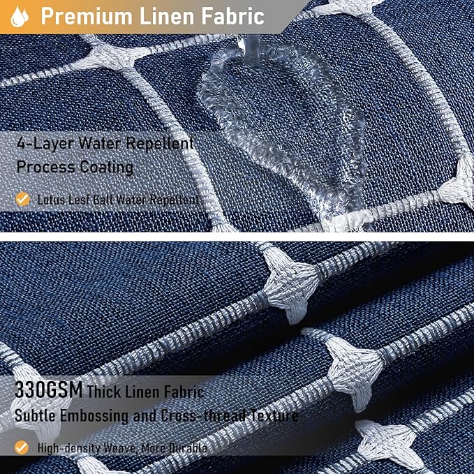 BTTN 60 Inch Stall Shower Curtain - Boho Farmhouse Linen Thick Fabric Cloth Shower Curtain Set with 10 Plastic Hooks, Narrow Bohemian Country Decorative Shower Curtain for Bathroom - 60x72 - Navy Blue