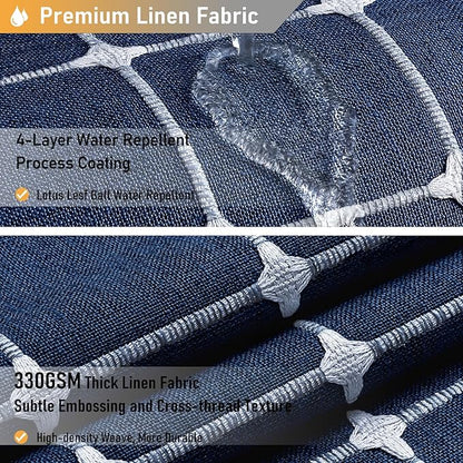 BTTN 60 Inch Stall Shower Curtain - Boho Farmhouse Linen Thick Fabric Cloth Shower Curtain Set with 10 Plastic Hooks, Narrow Bohemian Country Decorative Shower Curtain for Bathroom - 60x72 - Navy Blue