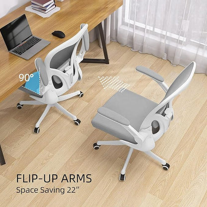Ergonomic Office Chair, High-Back Mesh Desk Chair with Adjustable Height, Lumbar Support, Flip-Up Armrests,headrest，and Swivel Rolling Design for Home and Office Use