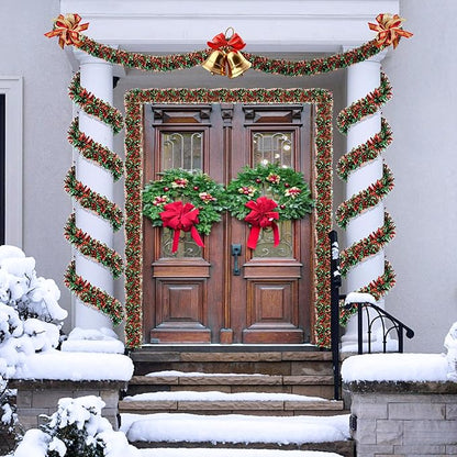 50 Feet Green Red Christmas Tinsel Garland Christmas Decorations for Xmas Tree Decor Metallic Twist Shiny Hanging Garlands for Tree Mantel Stairs Fireplace Home Indoor Outdoor Holiday Party Supplies