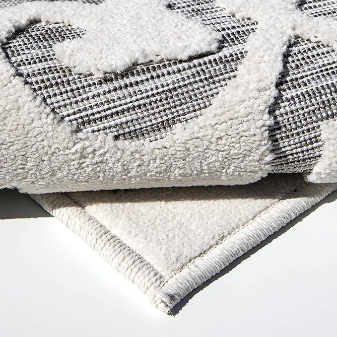 My Texas House Lady Bird Area Rug 3.11x5.5 Indoor Outdoor, Natural Grey