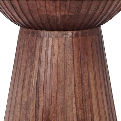 Christopher Knight Home Tassi Wooden Small End Table, Indoor Round Side Table with Drum Base, Mid Century Modern Coffee Table Round for Living Room, Modern Accent Table, Honey