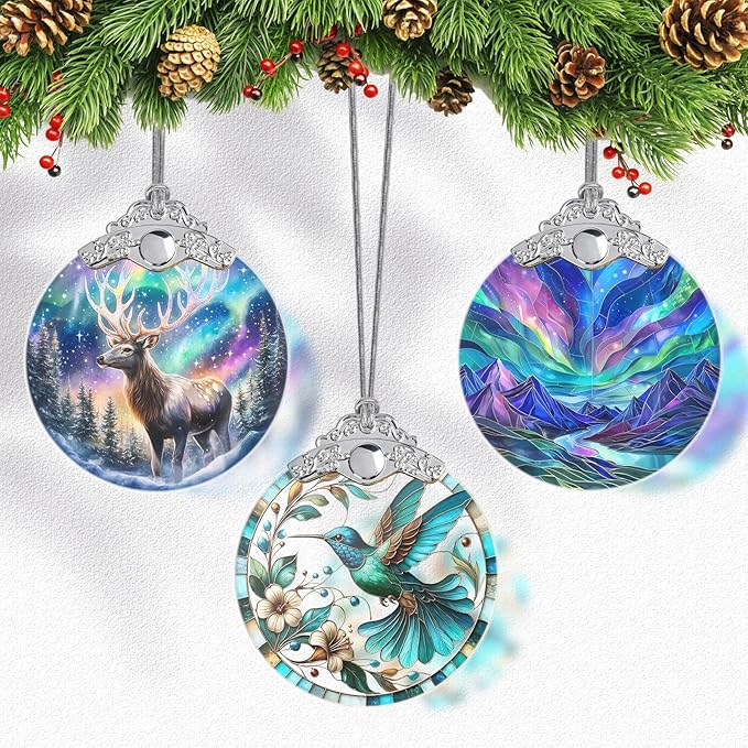 Hummingbird Stained Glass Ornament, Hummingbird Ornaments for Christmas Tree, Holiday and Xmas Presents