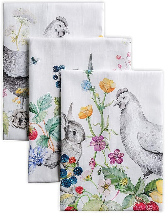Maison d'Hermine Dish Towels 100% Cotton Absorbent Printemps Set of 3 Spring Summer