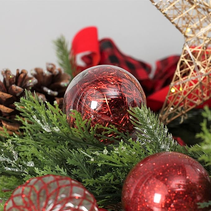 Clear Christmas Ball Ornaments, 30ct 2.36"/6cm Red Shatterproof Christmas Decorations Clear Plastic Ornaments Hanging Decorative Balls Bauble Set for Xmas Tree for Christmas Party Home Decor