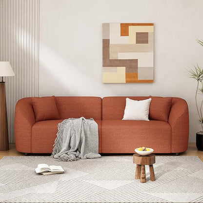 Christopher Knight Home Sabbo 87.50" Curved Oversized 2 Seater Sofa, Upholstered Couch Chair, Soft Seating Lounge Sofa Chair, Cozy Loveseat with Armrest, Reading Sofa for Living Room Home Rest, Orange
