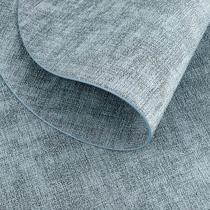 Placemats for Dining Table Set of 6 Non-Slip, Heat Resistant Oval Leather Placemat Double Layer, Waterproof Table Mats Easy to Clean for Kitchen Dining Room, Light Blue