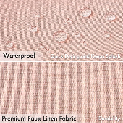 MIULEE Blush Pink Scalloped Shower Curtain Linen Textured with 12 Metal Hooks Cute Heavy Duty Washable Waterproof Thick Cloth Shower Curtains with Black Border for Bathroom Hotel Bathtub,W72*L72