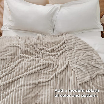 Bedsure GentleSoft Blankets Queen Size for Bed - Cozy Soft Blankets for Women, Cute Large Fleece Throws for Girls, Linen, 90x90 Inches