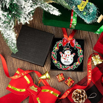 2025 Christmas Ornaments for Tree,Christmas Wreath Ornaments 2025 with Rotatable Tree for Christmas Tree Decorations Holiday Decorative Annual Keepsake Gift (Metal,Silver)