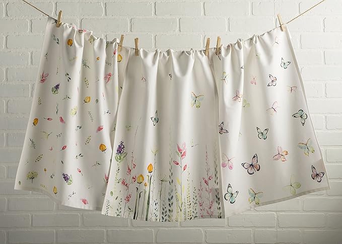 Maison d'Hermine Dish Towels 100% Cotton Absorbent Botanical Fresh Set of 3 Spring Summer