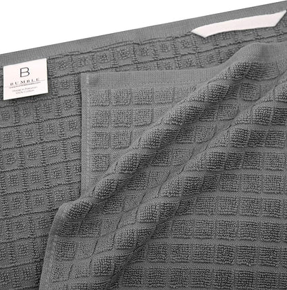 Premium Kitchen Dish Towels Set of 6 Large Cotton Hand Towels Absorbent Tea Towels, Grey Check