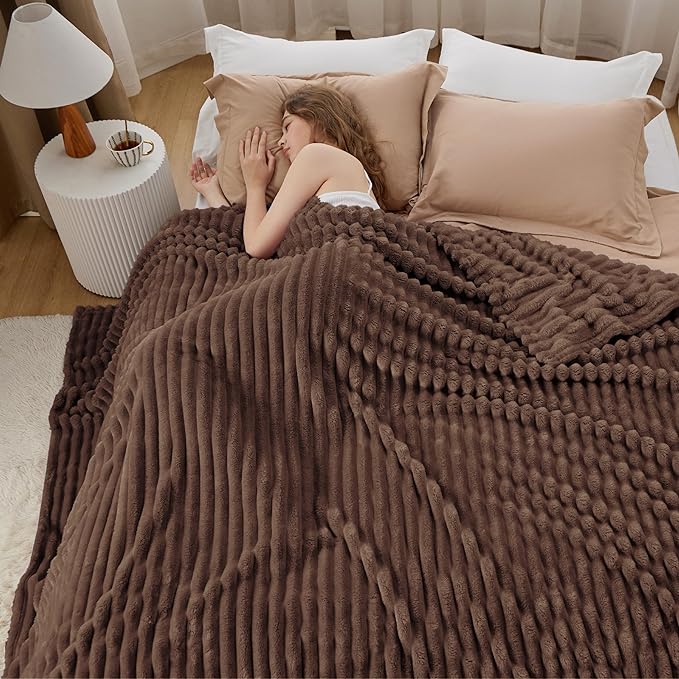 Bedsure GentleSoft Fondue Fudge Fleece Blanket for - Cozy Soft Blankets for Women, Cute Small Throws for Girls, 108x90 Inches